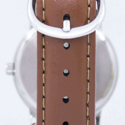 Casio Quartz Silver Dial Brown Leather MTP-1095E-7BDF MTP-1095E-7B Mens Watch