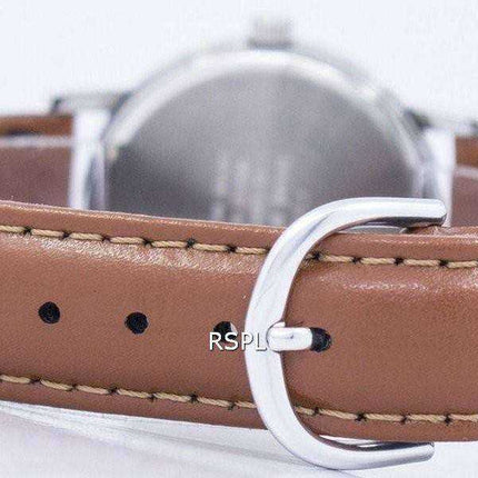 Casio Quartz Silver Dial Brown Leather MTP-1095E-7BDF MTP-1095E-7B Mens Watch
