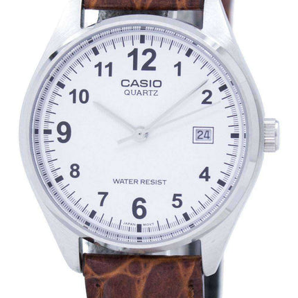 Casio Quartz White Dial Brown Leather Strap MTP-1175E-7BDF MTP-1175E-7B Mens Watch