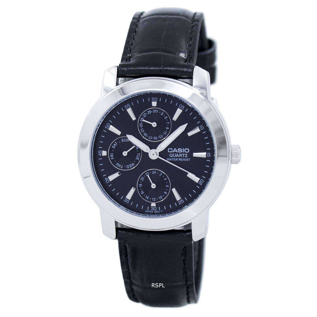 Casio Enticer Quartz Multi Dial Leather Strap MTP-1192E-1ADF MTP-1192E-1A Mens Watch