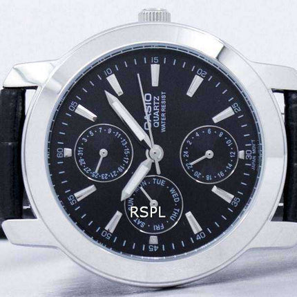 Casio Enticer Quartz Multi Dial Leather Strap MTP-1192E-1ADF MTP-1192E-1A Mens Watch