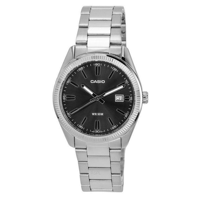 Casio Standard Analog Stainless Steel Black Dial Quartz MTP-1302D-1A1 Mens Watch
