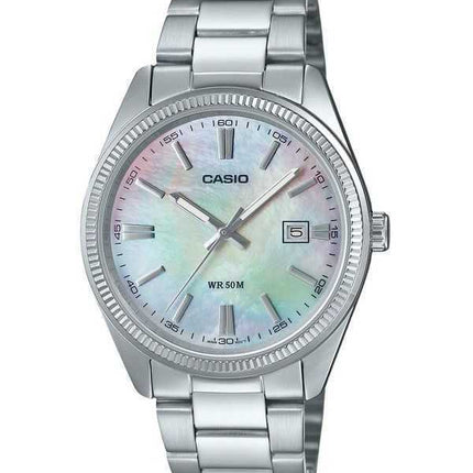 Casio Standard Analog Ion Plated Stainless Steel Mother Of Pearl Quartz MTP-1302DS-7AV Men's Watch