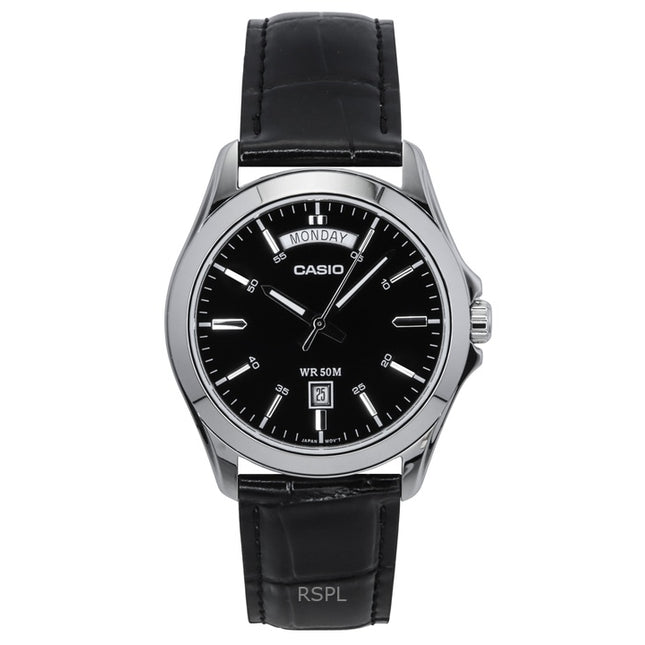 Casio Analog Black Dial MTP-1370L-1AVDF MTP-1370L-1AV Mens Watch