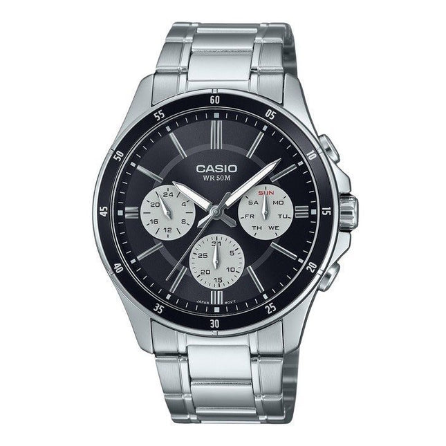 Casio Standard Analog Ion Plated Stainless Steel Black Dial Quartz MTP-1374D-1A3V Men's Watch