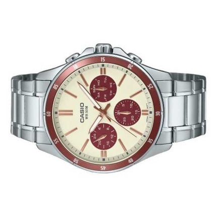 Casio Standard Analog Ion Plated Stainless Steel Cream Dial Quartz MTP-1374D-5A2V Men's Watch