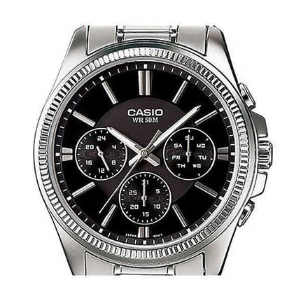 Casio Enticer Analog Stainless Steel Black Dial Quartz MTP-1375D-1AV Men's Watch