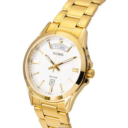 Casio Standard Analog Gold Tone Stainless Steel White Dial Quartz MTP-1381GD-7AV Men's Watch