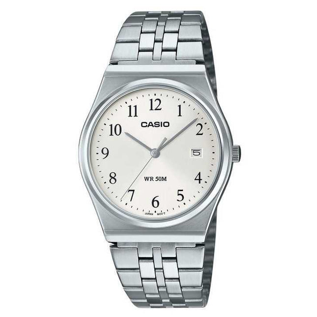 Casio Standard Analog Stainless Steel White Dial Quartz MTP-B145D-7B Mens Watch
