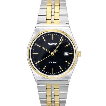 Casio Analog Two Tone Stainless Steel Black Dial Quartz MTP-B145SG-1AV Men's Watch