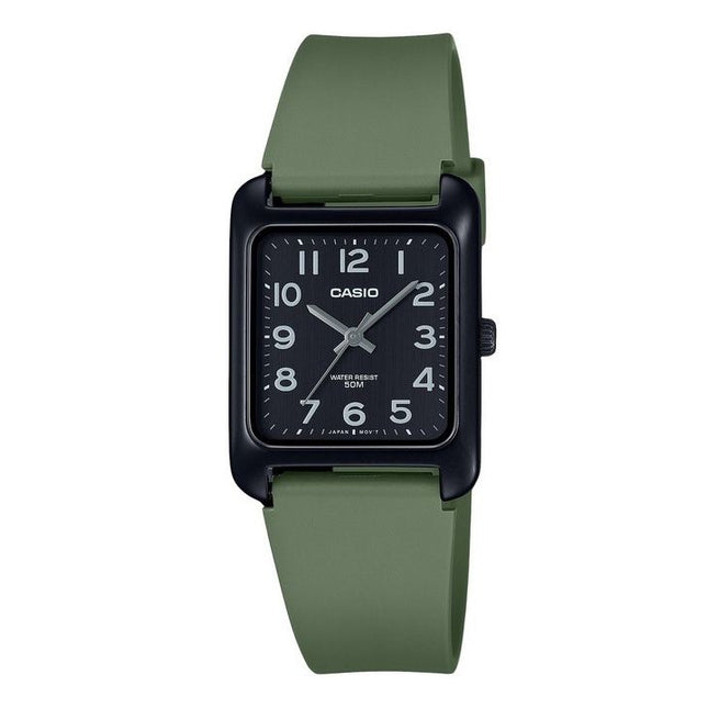 Casio Standard Analog Green Resin Strap Black Dial Quartz MTP-B175-3BV Men's Watch