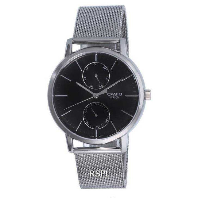 Casio Analog Stainless Steel Mesh Black Dial Quartz MTP-B310M-1A MTPB310M-1 Mens Watch