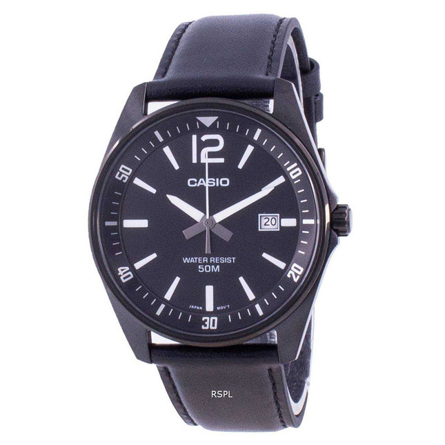 Casio Black Dial Leather Strap Quartz MTP-E170BL-1BV MTPE170BL-1BV Men's Watch