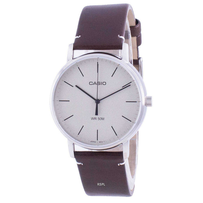 Casio White Dial Leather Strap Quartz MTP-E171L-5E MTPE171L-5 Mens Watch