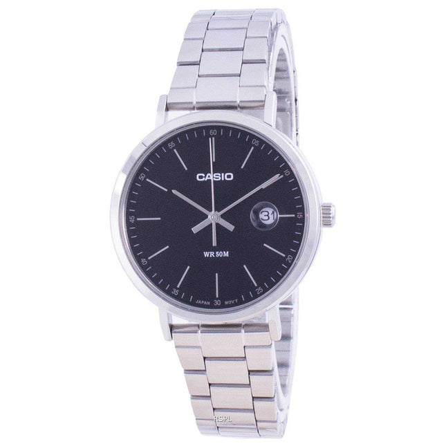 Casio Analog Black Dial Stainless Steel MTP-E175D-1E MTPE175D-1 Mens Watch