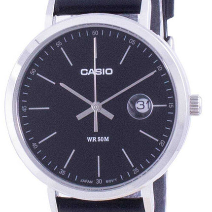 Casio Analog Black Dial Leather Strap MTP-E175L-1E MTPE175L-1 Mens Watch