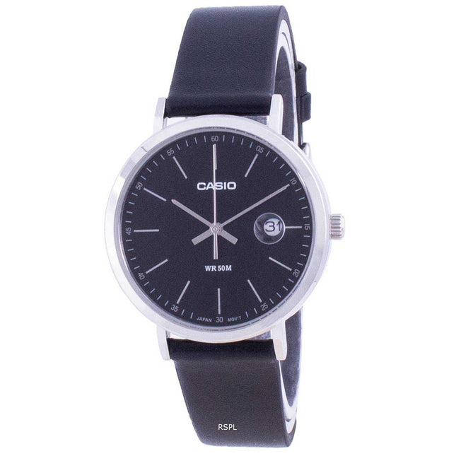 Casio Analog Black Dial Leather Strap MTP-E175L-1E MTPE175L-1 Mens Watch