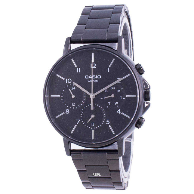 Casio Multi Hands Black Dial Stainless Steel Quartz MTP-E321B-1A MTPE321B-1 Mens Watch
