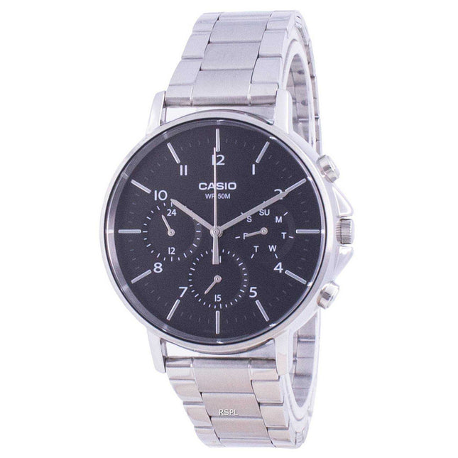 Casio Multi Hands Black Dial Stainless Steel Quartz MTP-E321D-1A MTPE321D-1 Mens Watch