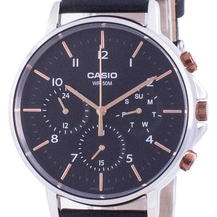 Casio Multi Hands Black Dial Leather Strap Quartz MTP-E321L-1A MTPE321L-1 Mens Watch