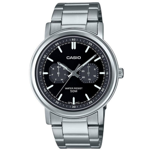 Casio Standard Analog Stainless Steel Black Dial Quartz MTP-E335D-1EV Men's Watch