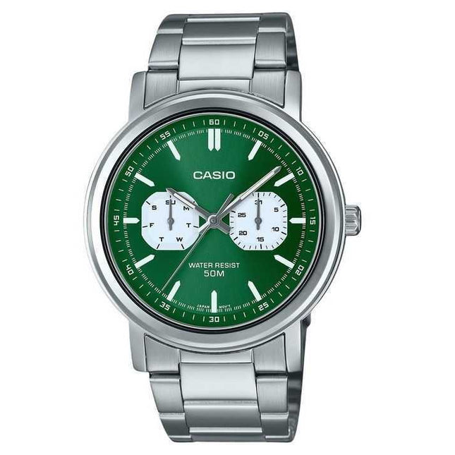 Casio Standard Analog Stainless Steel Green Dial Quartz MTP-E335D-3EV Men's Watch
