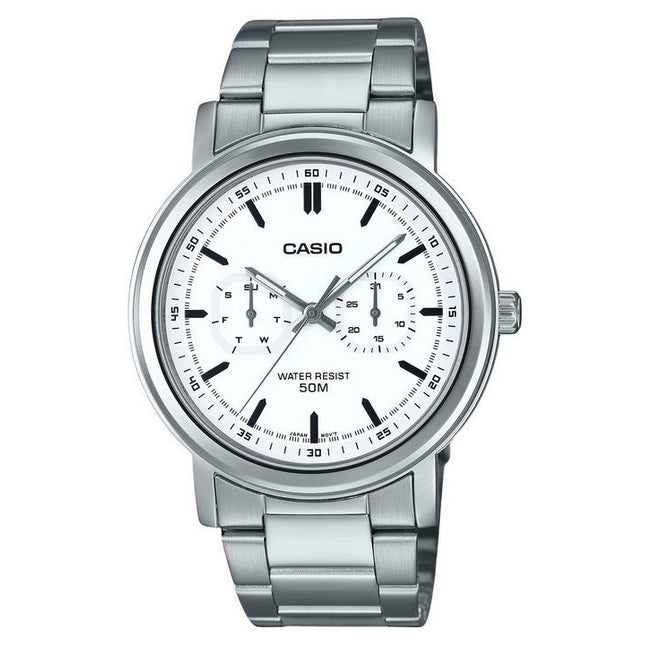 Casio Standard Analog Stainless Steel White Dial Quartz MTP-E335D-7EV Men's Watch