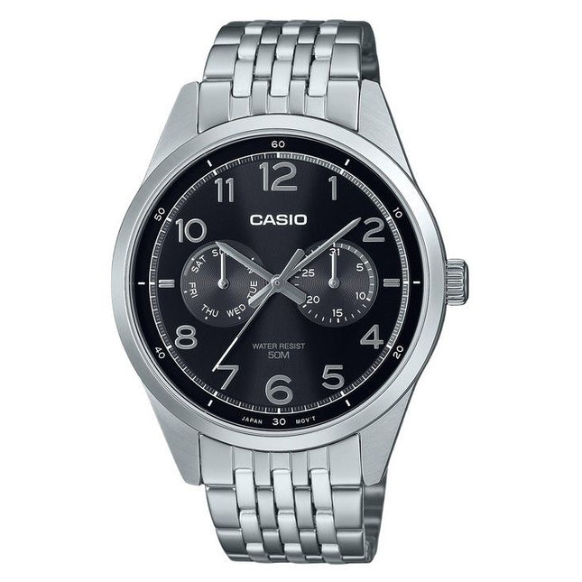 Casio Standard Analog Stainless Steel Black Dial Quartz MTP-E340D-1AV Men's Watch