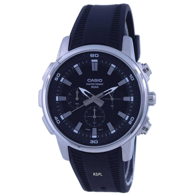 Casio Chronograph Resin Strap Analog MTP-E505-1A MTPE505-1 Mens Watch