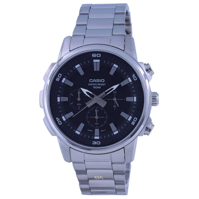 Casio Chronograph Stainless Steel Analog MTP-E505D-1A MTPE505D-1 Mens Watch
