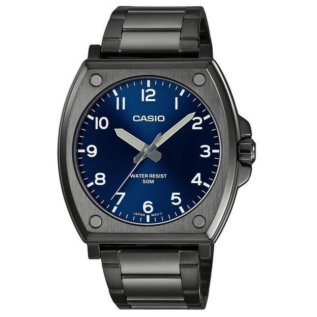 Casio Standard Analog Black Ion Plated Stainless Steel Blue Dial Quartz MTP-E730B-2AV Men's Watch