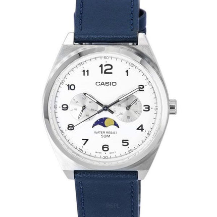 Refurbished Casio Standard Analog Moon Phase White Dial Leather Strap Quartz MTP-M300L-7A MTPM300L-7 Men's Watch