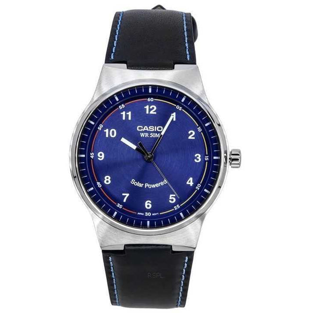 Casio Standard Analog Leather Strap Blue Dial Solar Powered MTP-RS105L-2B Mens Watch
