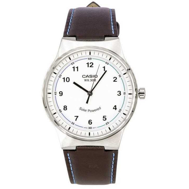 Casio Standard Analog Leather Strap White Dial Solar Powered MTP-RS105L-7B Mens Watch