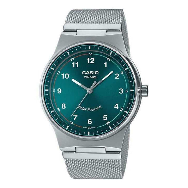 Casio Standard Analog Stainless Steel Green Dial Solar MTP-RS105M-3BV Mens Watch