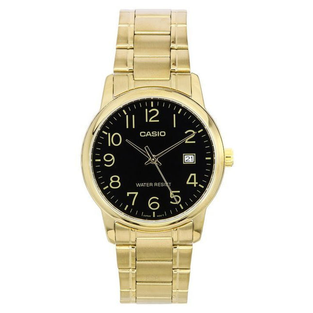 Casio Analog Gold Tone Stainless Steel Black Dial Quartz MTP-V002G-1B MTPV002G-1B Men's Watch