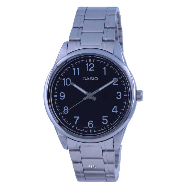 Casio Black Dial Stainless Steel Analog Quartz MTP-V005D-1B4 MTPV005D-1 Mens Watch