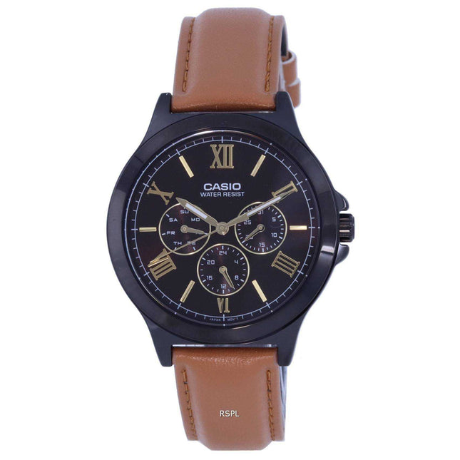 Casio Chronograph Leather Strap Analog MTP-V300BL-5A MTPV300BL-5 Mens Watch