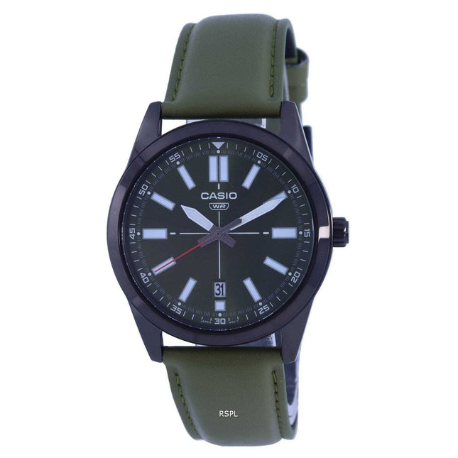 Casio Analog Black Dial Leather Strap Quartz MTP-VD02BL-3E MTPVD02BL-3 Men's Watch