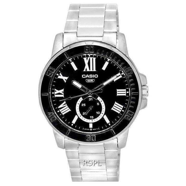 Casio Analog Stainless Steel Black Dial Quartz MTP-VD200D-1B MTPVD200D-1B Men's Watch
