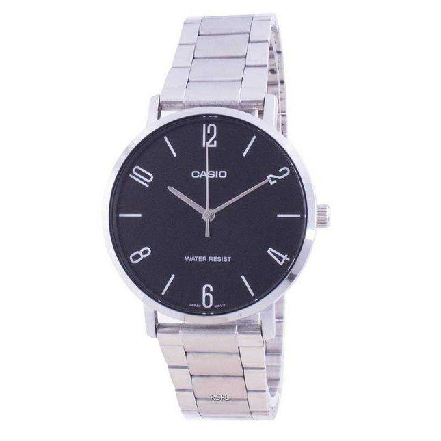 Casio Black Dial Stainless Steel Quartz MTP-VT01D-1B2 MTPVT01D-1B2 Men's Watch