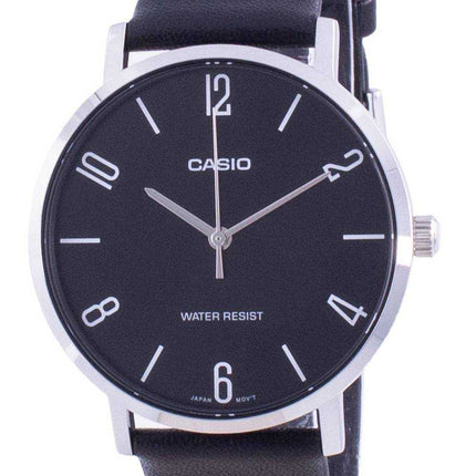 Casio Black Dial Leather Strap Quartz MTP-VT01L-1B2 MTPVT01L-1B2 Men's Watch