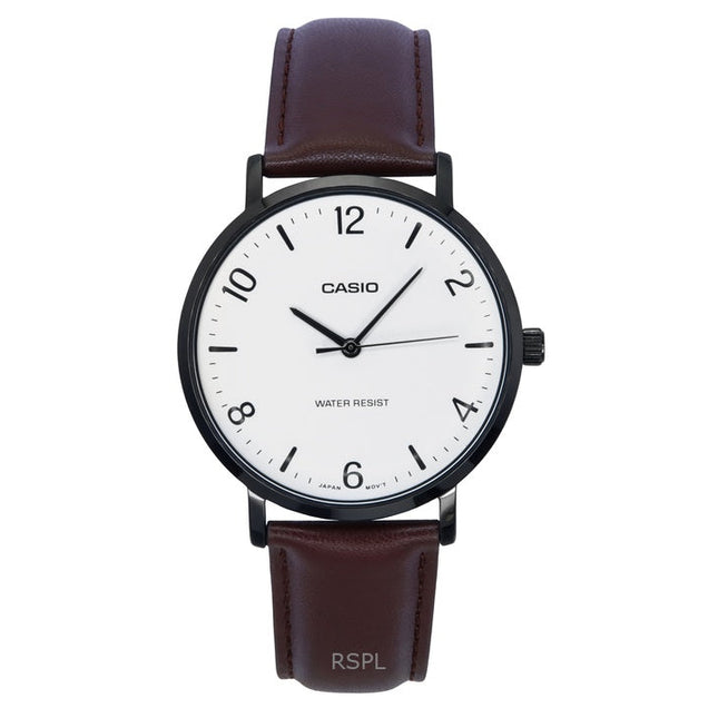 Casio Standard Analog Leather Strap White Dial Quartz MTP-VT03BL-7B Men's Watch