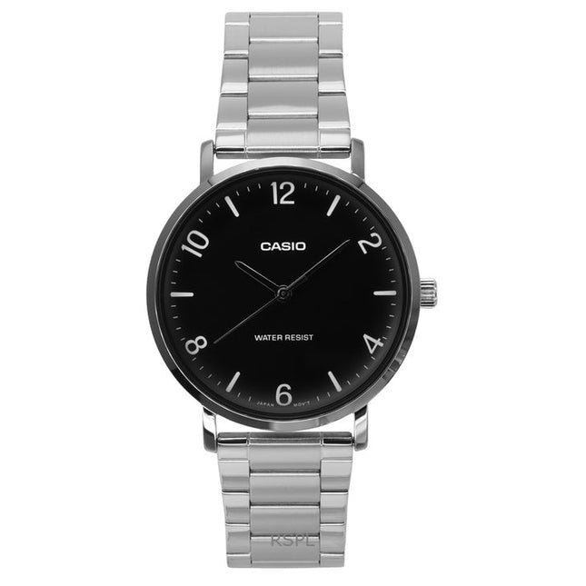 Casio Standard Analog Stainless Steel Black Dial Quartz MTP-VT03D-1B Men's Watch