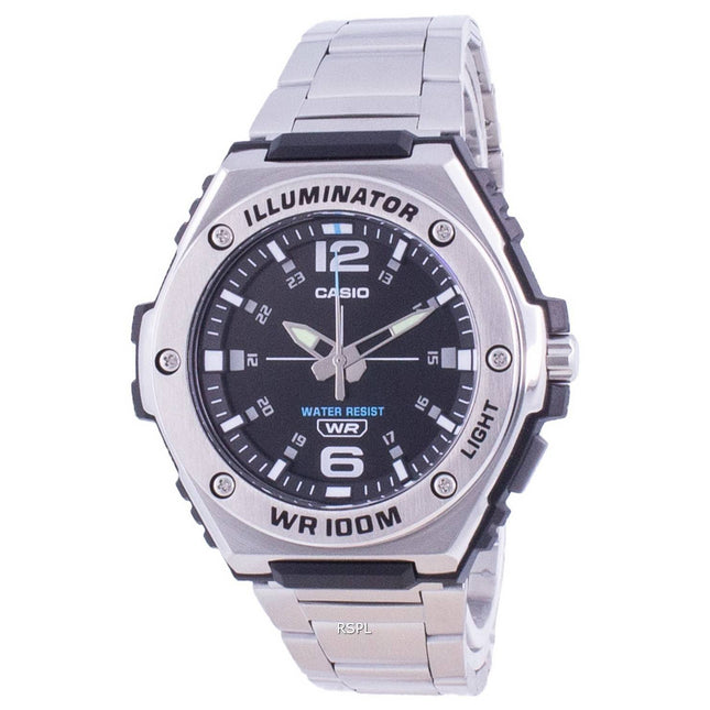 Casio Youth Black Dial Stainless Steel Quartz MWA-100HD-1A MWA100HD-1 100M Mens Watch