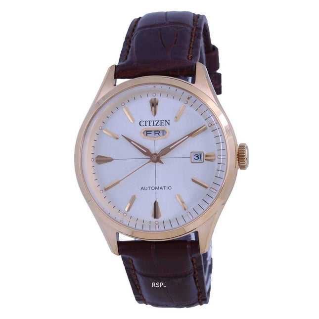 Citizen C7 White Dial Leather Automatic NH8393-05A Mens Watch