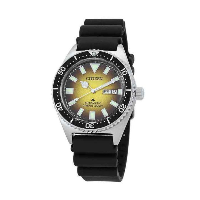 Citizen Promaster Marine Rubber Strap Yellow Dial Automatic Divers NY0120-01X 200M Mens Watch