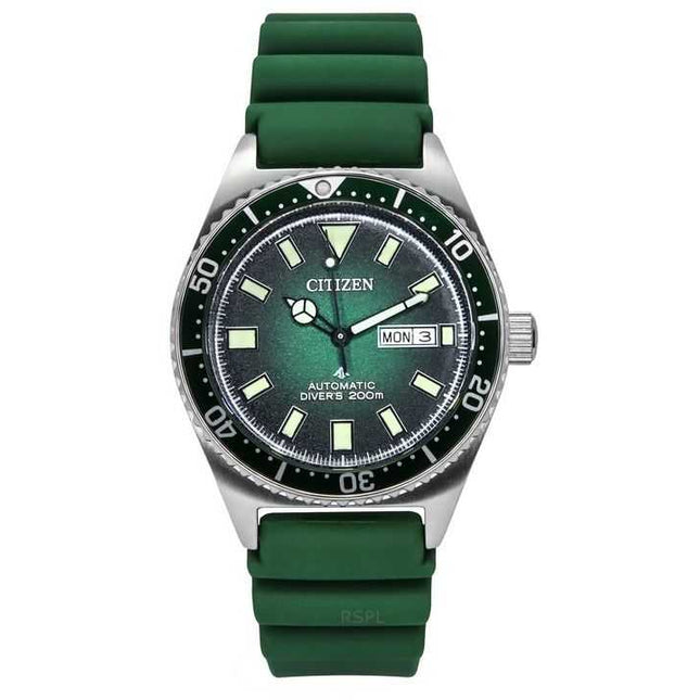 Citizen Promaster Polyurethane Strap Green Dial Automatic Diver's NY0121-09X 200M Men's Watch