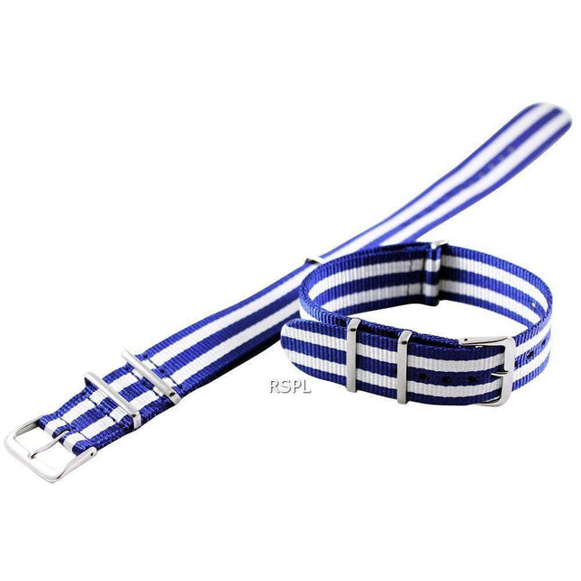 Ratio Blue And White Nato Watch Strap 22mm