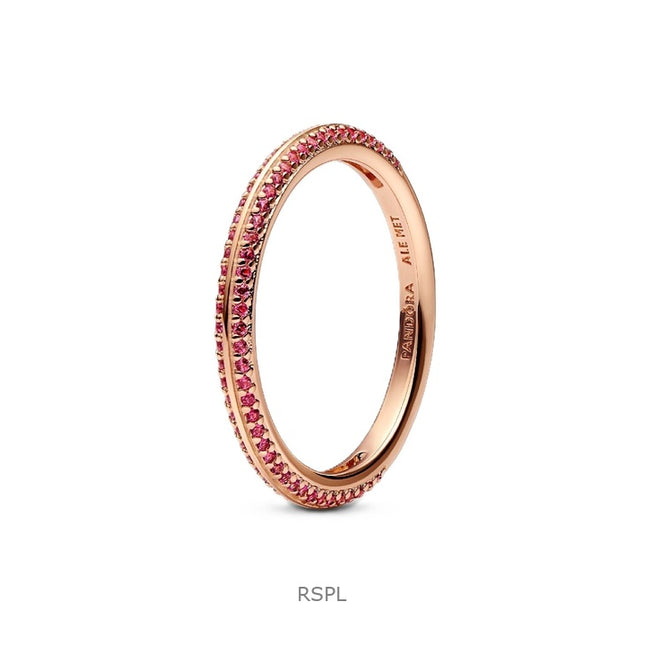 Pandora Me Red Pave Ring With 14K Rose Gold Plated P-189679C02-54 For Women
